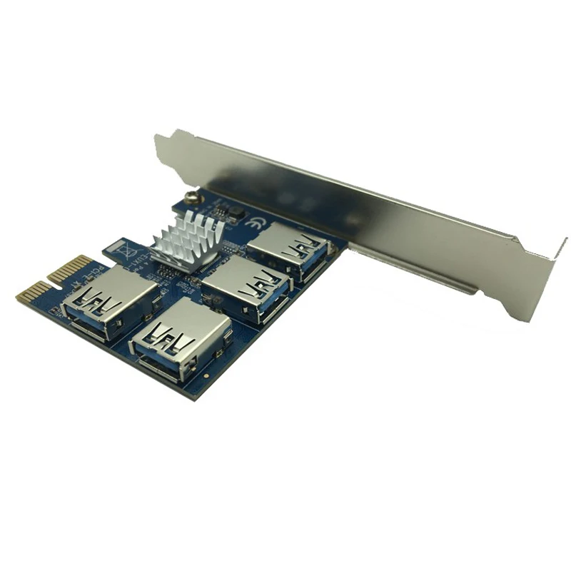 PCI-E-PCI-E адаптер 1 поворот 4 PCI-Express слот 1x до 16x USB 3 0 карта расширения для майнинга PCIe