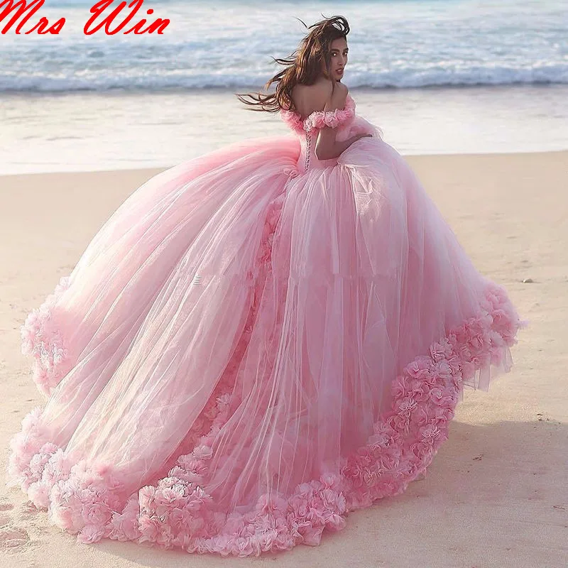 Сексуальное пляжное розовое Пышное Платье с открытыми плечами 2017 бальное платье