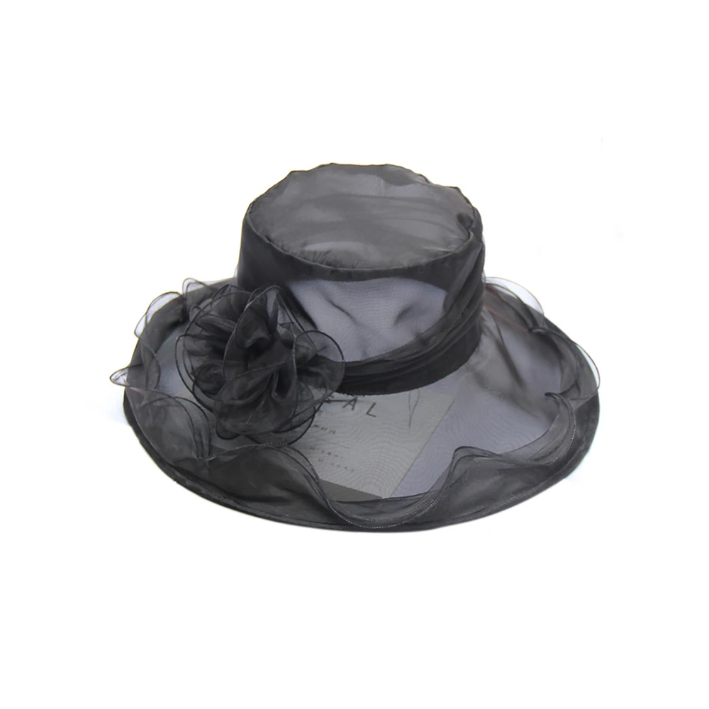 Женская шляпа из органзы с защитой от УФ-лучей элегантная сетчатая плоским