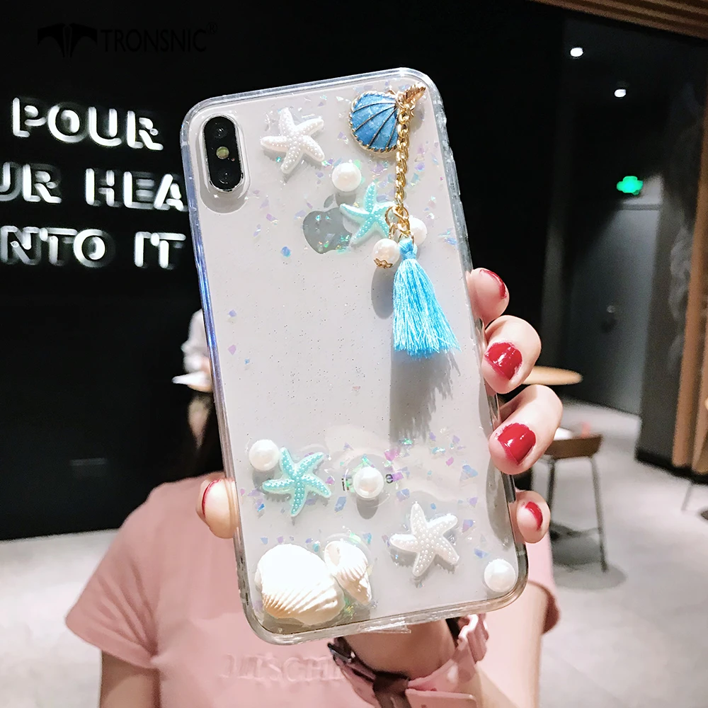 Блестящий чехол TRONSNIC для телефона iPhone X XS MAX XR Мягкий Летний Пляжный роскошный