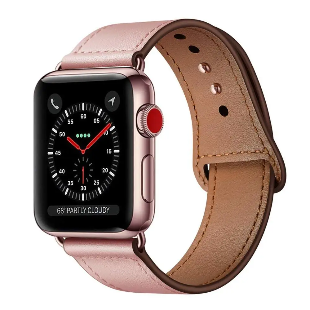 Pink Кожаный ремешок для наручных часов Apple Watch 38 мм 40 мм 42-44 мм, Apple Watch сменный Ремешок Браслет для наручных часов iWatch, браслет Series 5/4/3/2/1 - Цвет ремешка: Pink