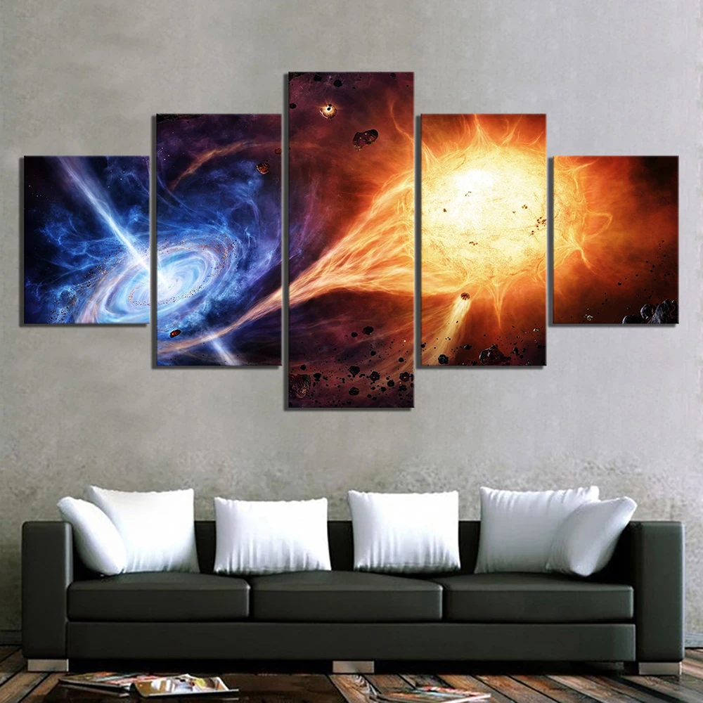 5 Piece Outer Space Fantasy Art HD Picture Black Hole Poster Decorative Paintings Canvas for Home Decor Wall | Дом и сад