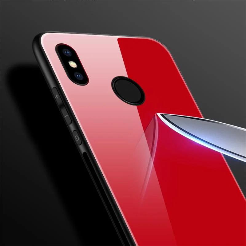 Чехлы для Xiaomi Redmi Note 6 Pro стеклянный чехол Роскошный из мягкого ТПУ Рамка + черная