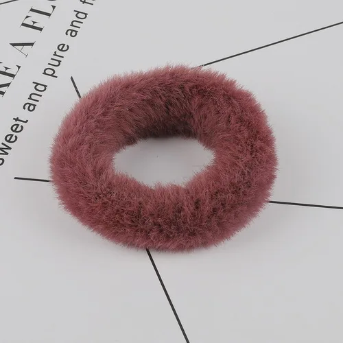 burgundy 1pcs 1-3 шт. эластичная резинка для волос для девочек резинки для волос яркого цвета Веревка Искусственный Мягкий мех головная веревка корейские аксессуары для волос и головы ювелирные изделия - Окраска металла: burgundy 1pcs