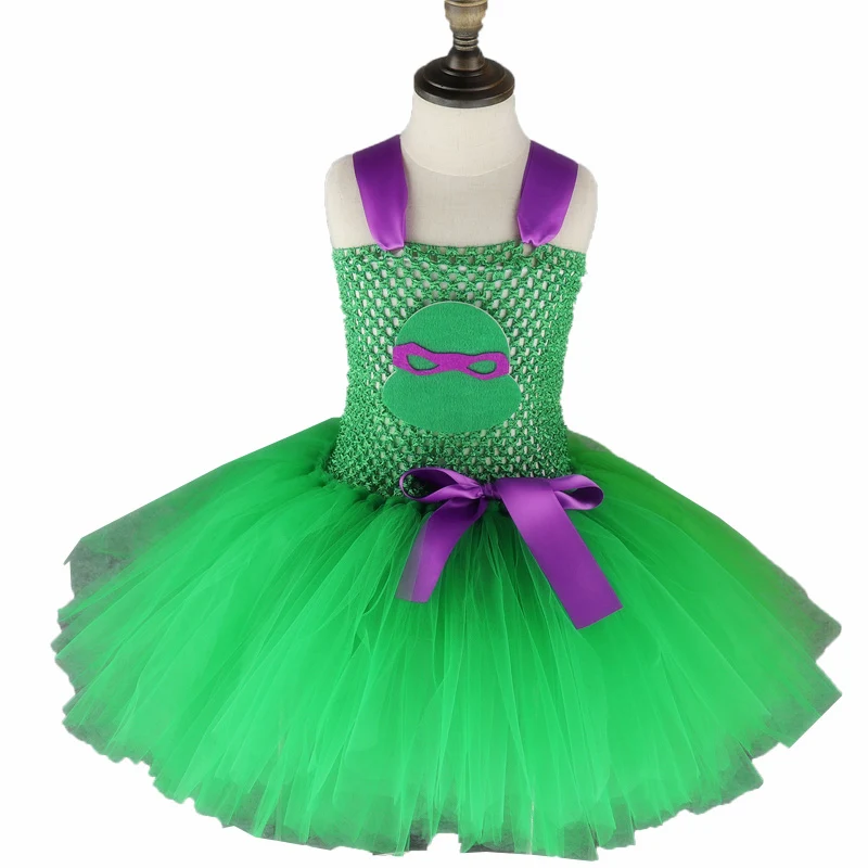 1 pcs purple dress Зеленый костюм черепахи-ниндзя платье-пачка с черепашками-ниндзя для маленьких девочек летние мини-платья для девочек костюм на Хэллоуин для детей, одежда MK039 - Цвет: 1 pcs purple dress