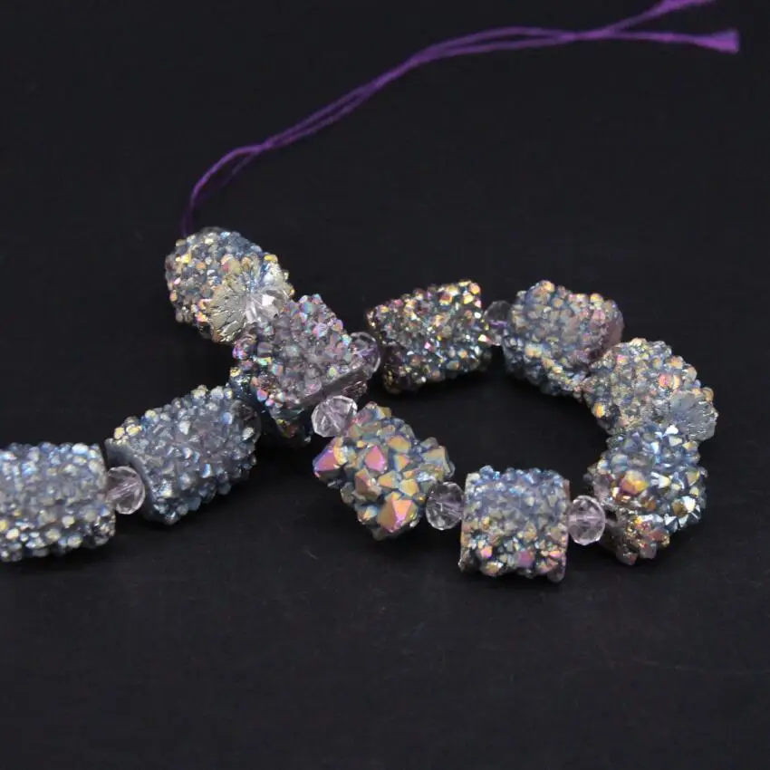 Прибл. 17 шт./нитка радужный титановый натуральный кварц жеодовая
