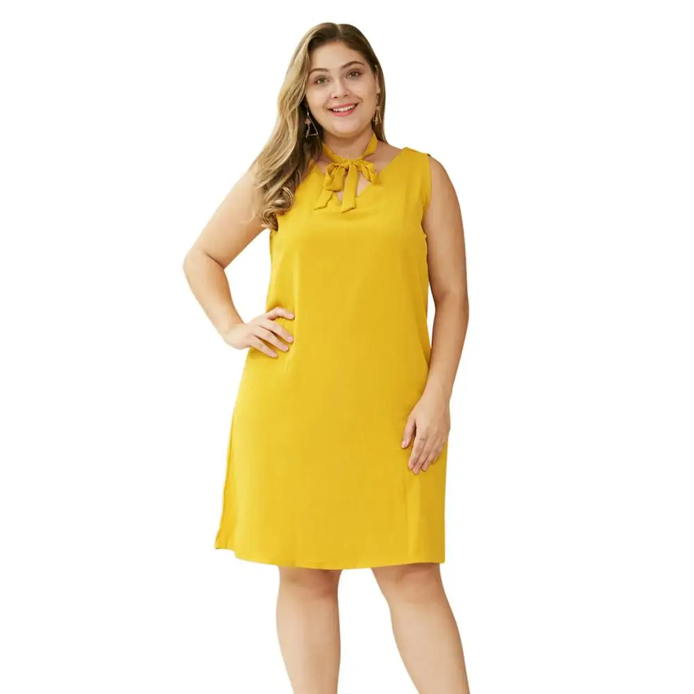 Женское ТРАПЕЦИЕВИДНОЕ платье без рукавов WHZHM желтые вечерние повседневные