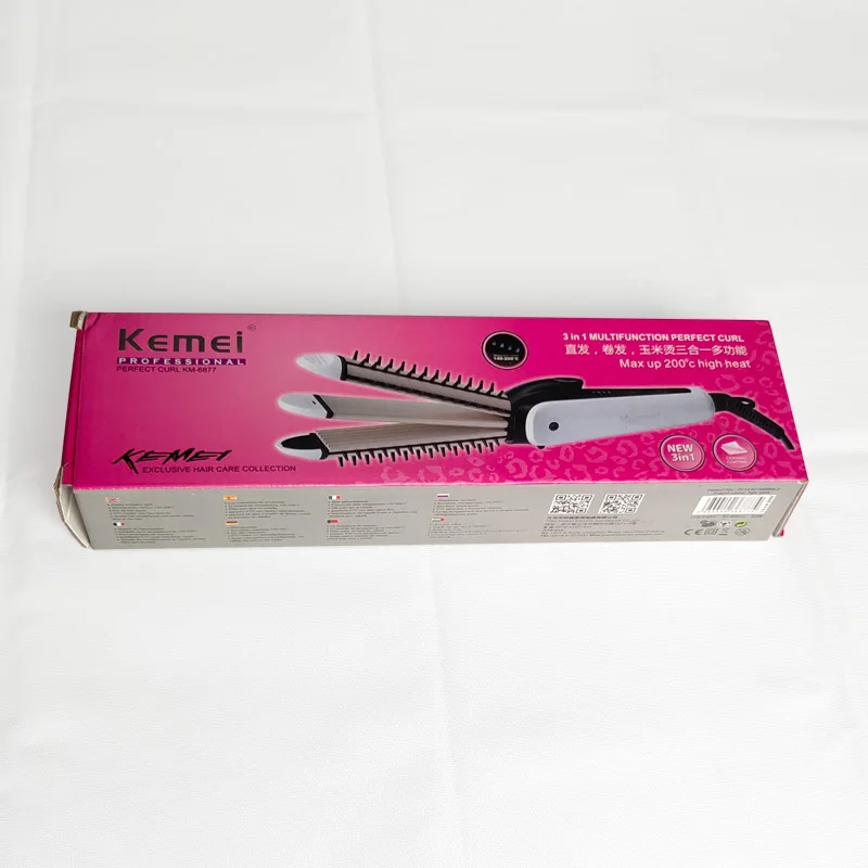 Kemei 3 в 1 щипцы для завивки Многофункциональные бигуди и выпрямитель электрические инструменты для укладки волос фен, расческа EU Plug 45D