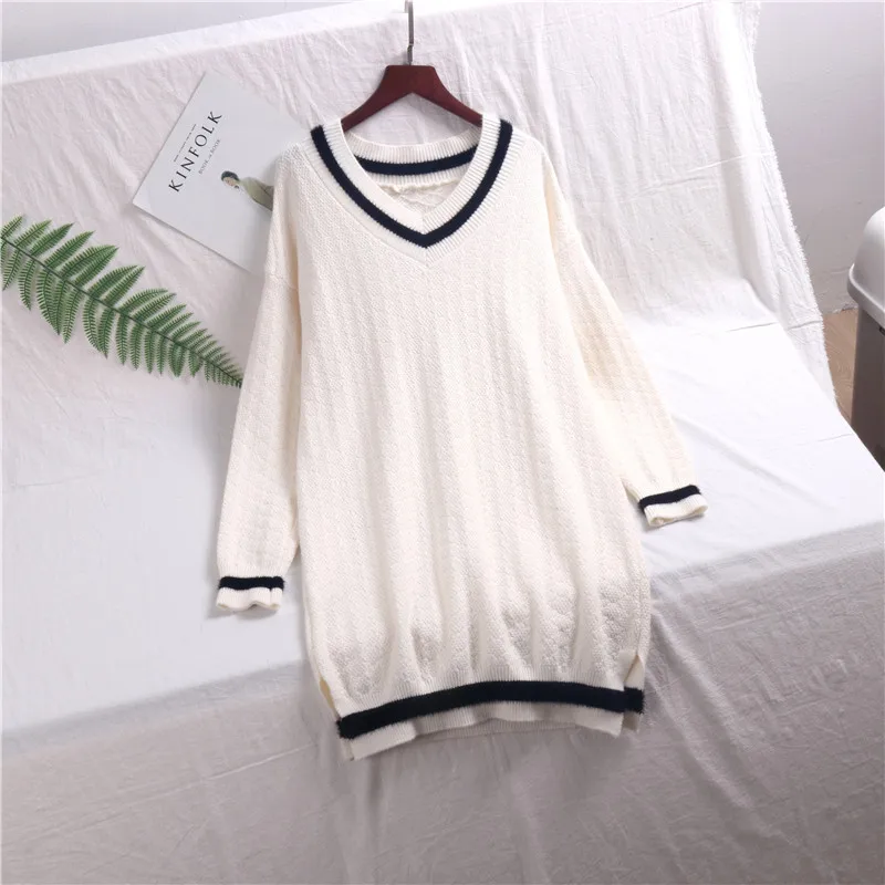 Женское длинное платье-свитер с V-образным вырезом | Женская одежда