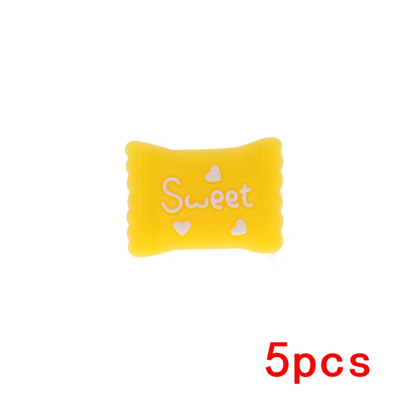 yellow18 5 шт. силиконовый для детей для прорезывания зубов ожерелье бусы Пингвин, лиса без БФА, силиконовый Бисер для детский Прорезыватель жевательные Детские Подарочные бусины в виде конфет - Цвет: yellow18