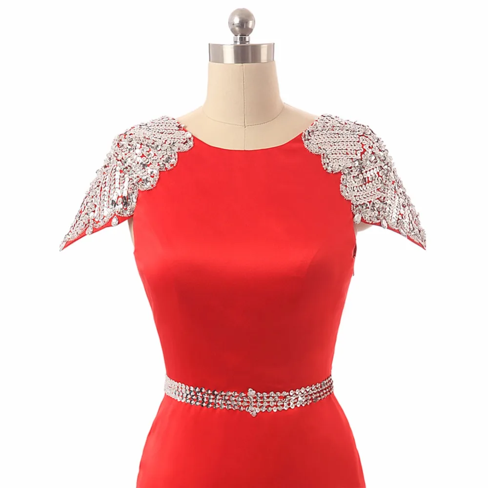 Vestidos de festa Abendkleider, Русалка, рукав-крылышко, расшитое бисером, низкая спина, новинка, модное красное вечернее платье, настоящая фотография, элегантные платья для выпускного вечера