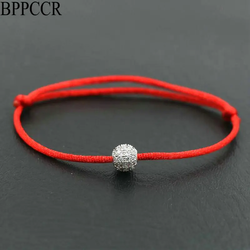 BPPCCR для женщин серебристый циркониевый хрустальные шары повезло браслет Красная