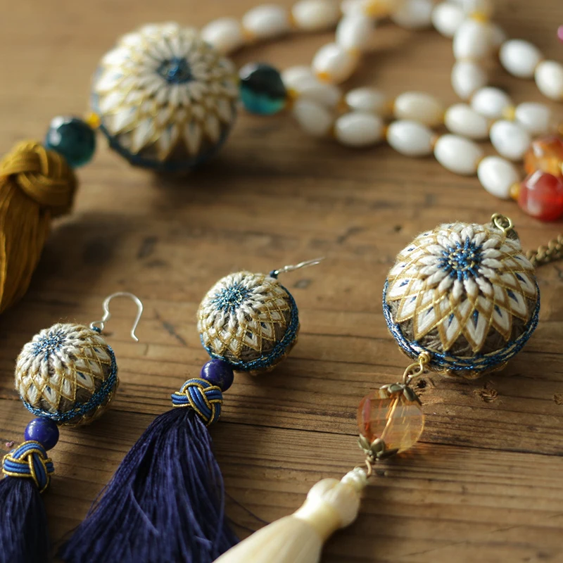 Вышивка-Шитье сделай сам Незаконченный шар ручной работы ожерелье Серьги