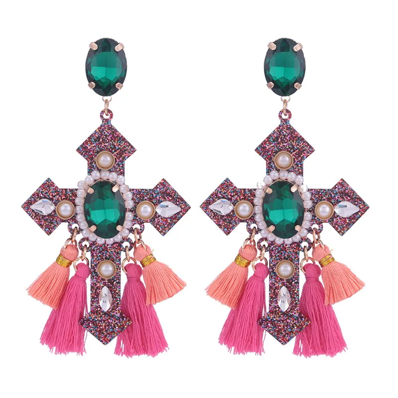 Sehuoran большой Aretes Brincos серьги-капли с крестиком для женщин Полимерные Подвески Oorbellen модные ювелирные изделия Свадебные серьги Новинка