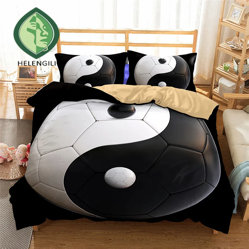 

HELENGILI 3D Bedding Set Yin Yang Print Duvet cover set lifelike bedclothes with pillowcase bed set home Textiles #2-06