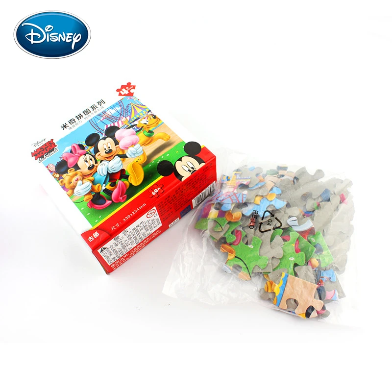 Disney 60 шт. детский мультяшный бумажный пазл Микки/Принцесса/гоночный Детский
