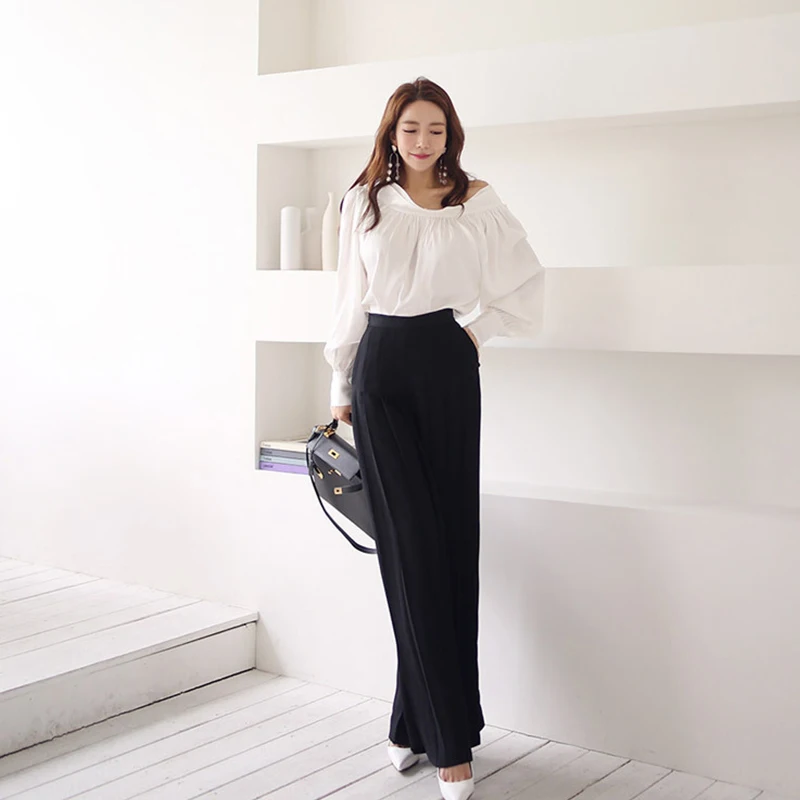 Женский комплект из 2 предметов элегантная белая свободная пикантная рубашка с