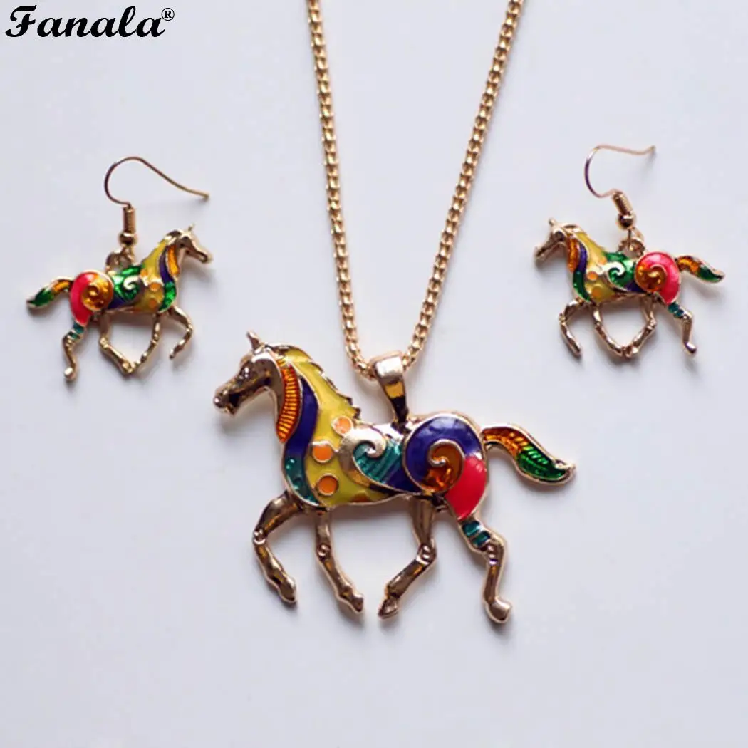 Подвеска В Форме Подвески лошадь с сережками новые женские модные украшения |