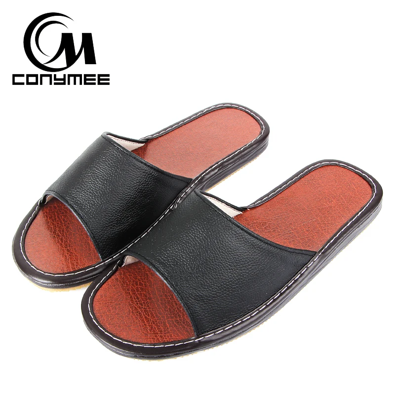 

Мужские сандалии из натуральной кожи CONYMEE, брендовые Роскошные шлепанцы для дома помещений, повседневные кроссовки, пляжные шлепанцы на лет...