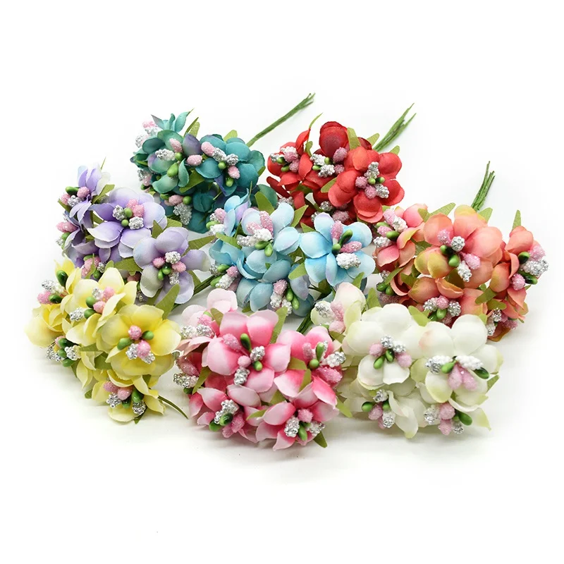 Artificial flowers fake Cherry blossoms for home wedding decoration accessories stamen diy gifts christmas garland silk flower | Дом и сад
