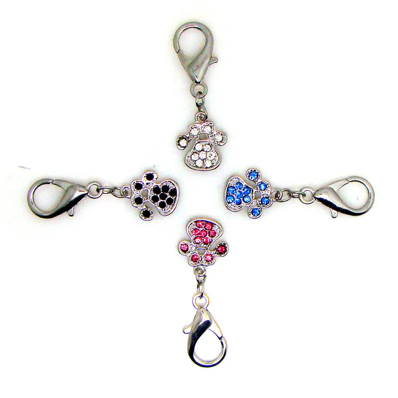 NEW crystals metal 16mm paw print charm dog collar jewelry accessories 12pcs(4Stones color way equally mixed) lot | Украшения и