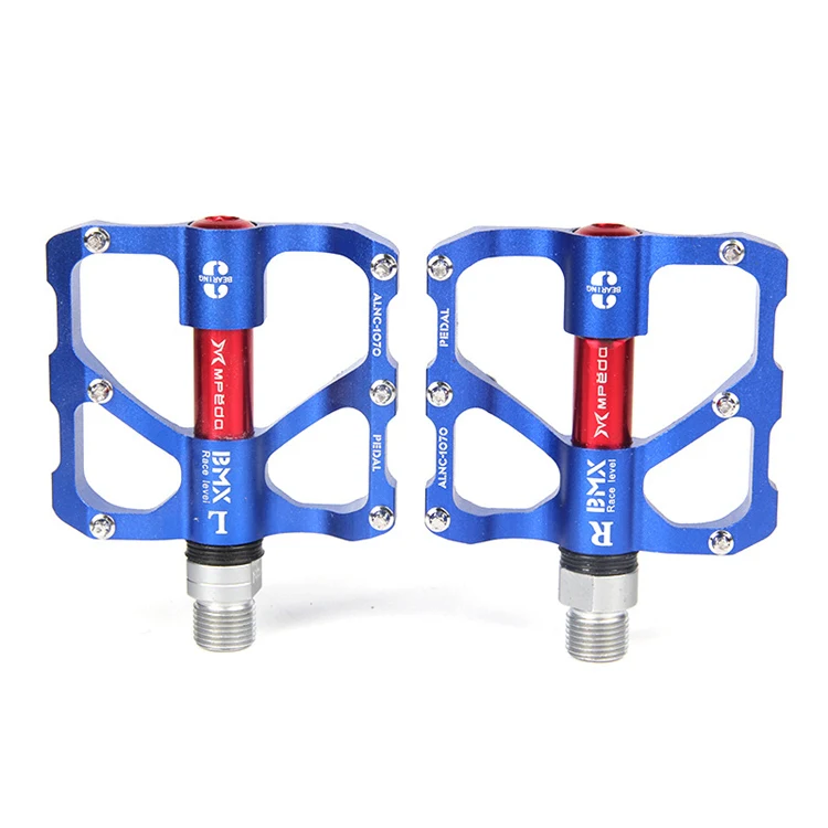 Blue BMX MTB педали 3 герметичных подшипника велосипедные бутсы колышки алюминиевый сплав дорожный горный складной велосипед педали велосипедные аксессуары - Цвет: Blue