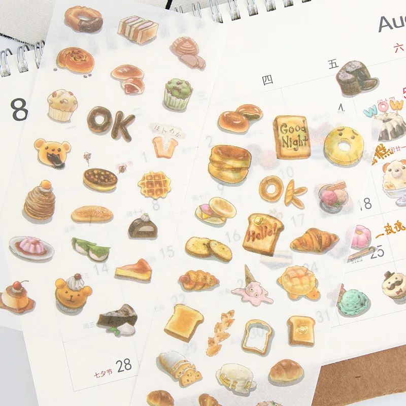 

6pcs/pack cake washi paper kawaii cute sticker stationary sticky school kids gift for planner scrapbooking notebook decorative