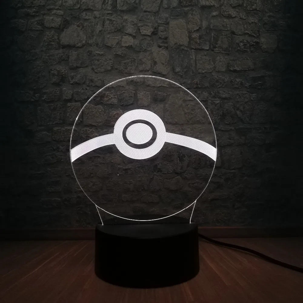 Симпатичные с покемонами дизайн 3D светодиодный usb-лампа для Любовь японский