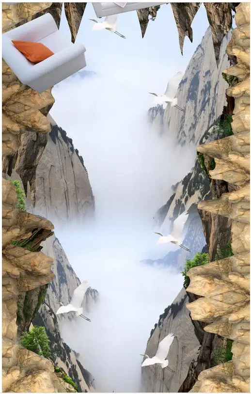 Современная Наклейка 3D Пол Горный пейзаж ПВХ самоклеящаяся настенная бумага|floor