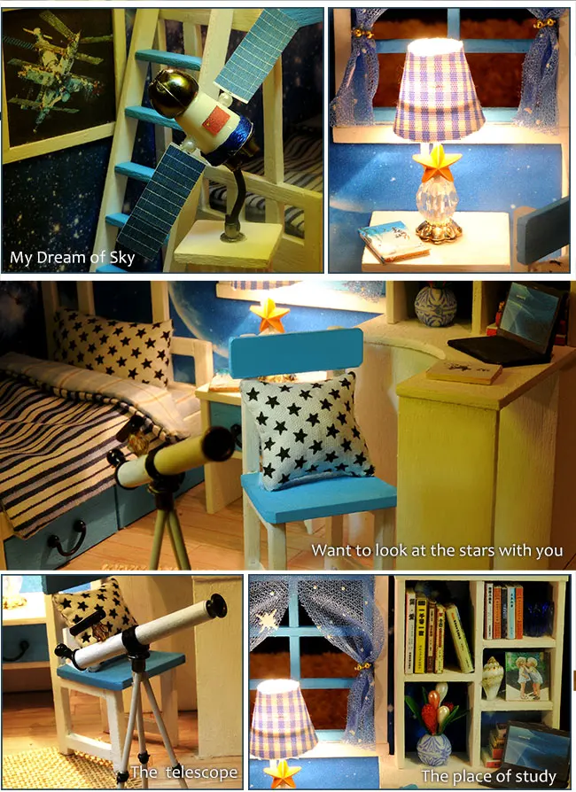 DIY деревянный кукольный дом Мечта неба собрать 3D миниатюры кукольный домик модель мини кукольные домики мебель игрушечные лошадки для детей