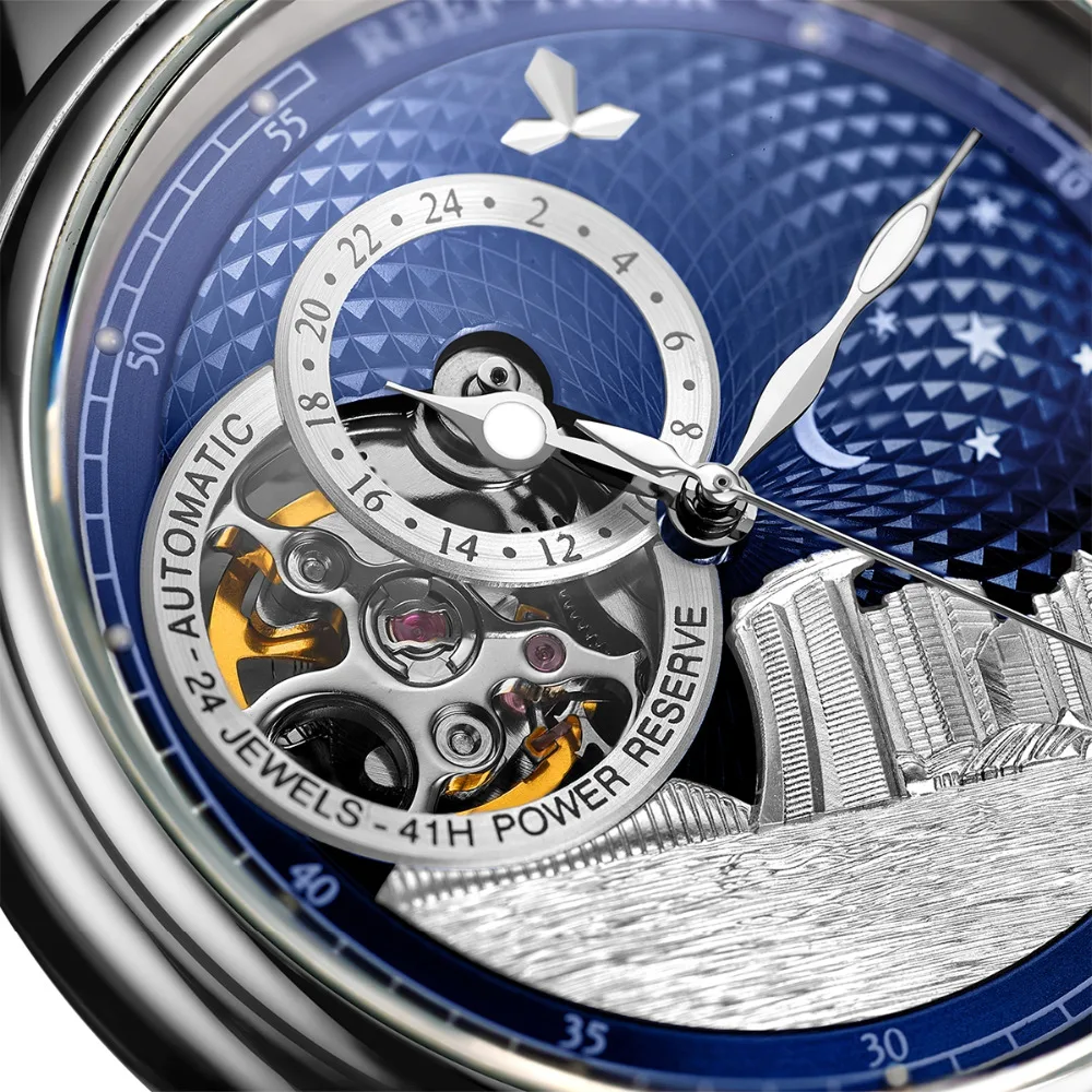 Reef Tiger/RT Top Brand Luxury Watches Fashion Tourbillon Watch Mens Blue Mechanical Watch Clock Reloj RGA1739 enlarge