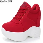 Женские кроссовки с сеткой на каблуке 10 см, повседневные белые кроссовки на платформе, весенние дышащие женские туфли, увеличивающие рост