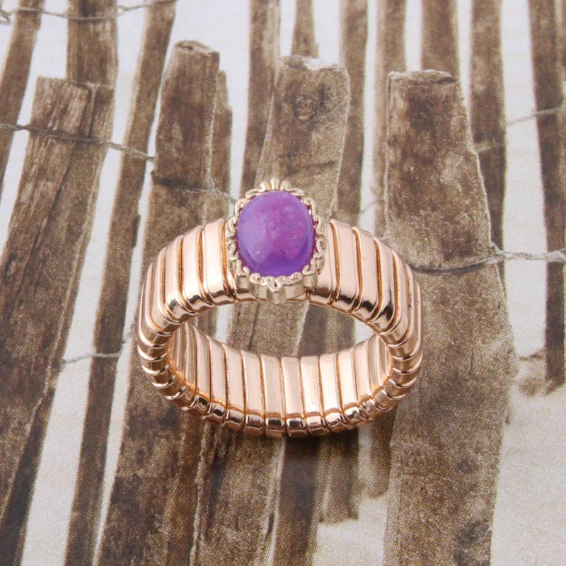 gold purple NeeFuWoFu Золотое кольцо Эластичная сила медь натуральный камень кольца Богемия де Мадера Pulseira Estrela de Cinco эластичный - Цвет основного камня: gold purple