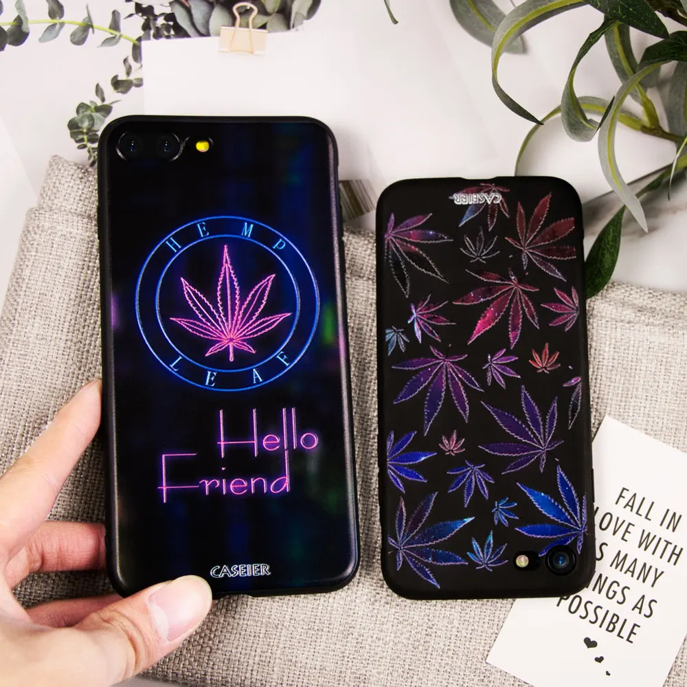 CASEIER Мягкий силиконовый чехол для телефона iPhone X XS 7 8 Plus с рисунком листьев 5 5S SE 6 6s