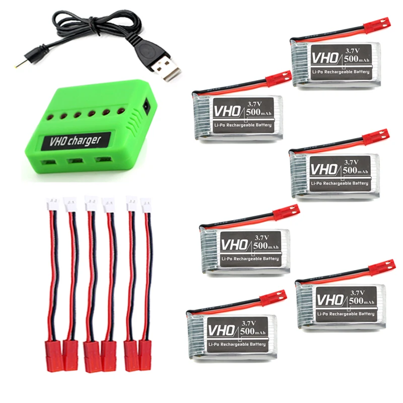 6 шт. 3.7 В 500 мАч 25c lipo Батарея in1 зарядное box запасные Запчасти для SYMA x5c X5A h5c x5sc X5