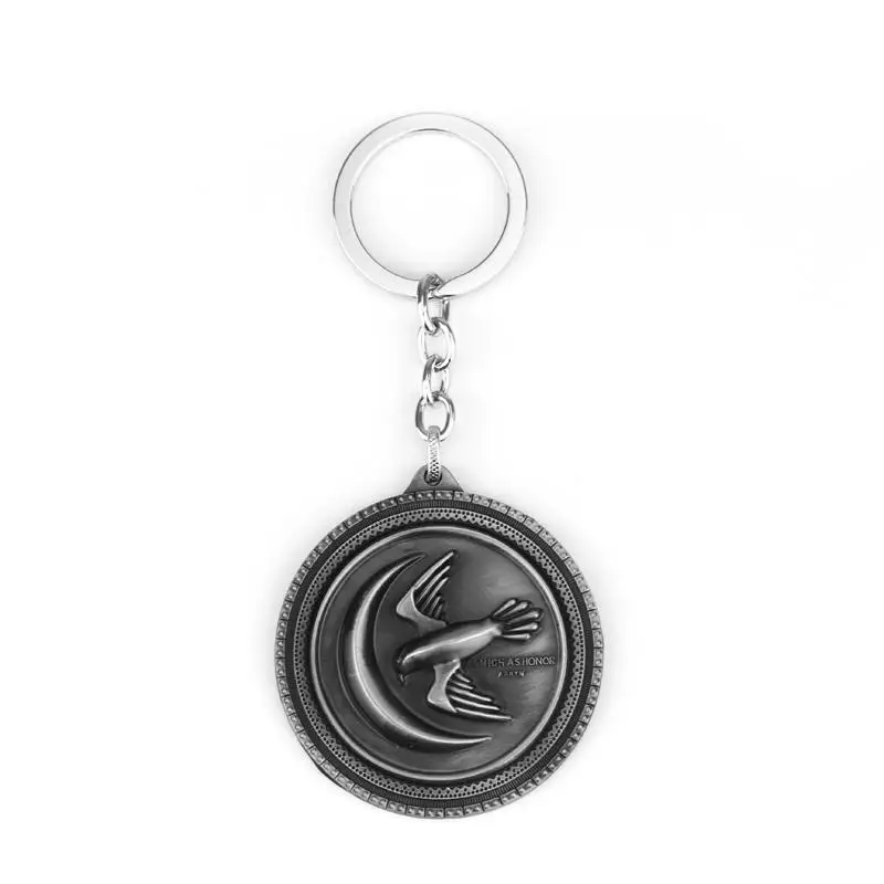 Silver Игра престолов House Stark Baratheon Lannister Targaryen Arryn Tully Martell Tyrell Greyjoy брелок для ключей со значком - Цвет: Silver