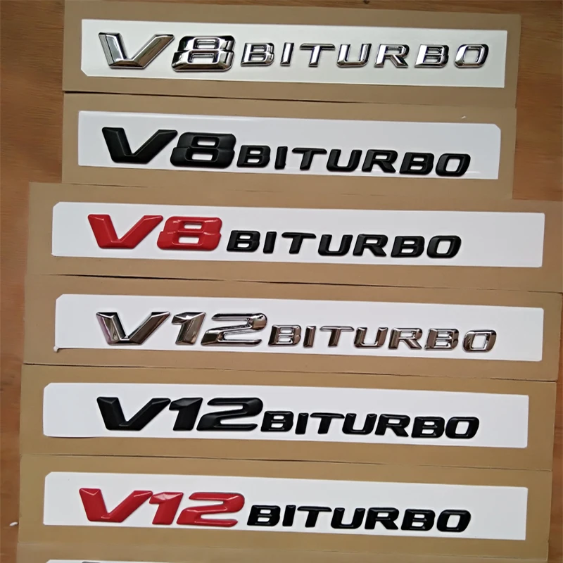 ABS V8 V12 BITURBO Автомобильная боковая наклейка эмблема для Mercedes Benz w117 cla45 w205 c63 w212 e63 w207
