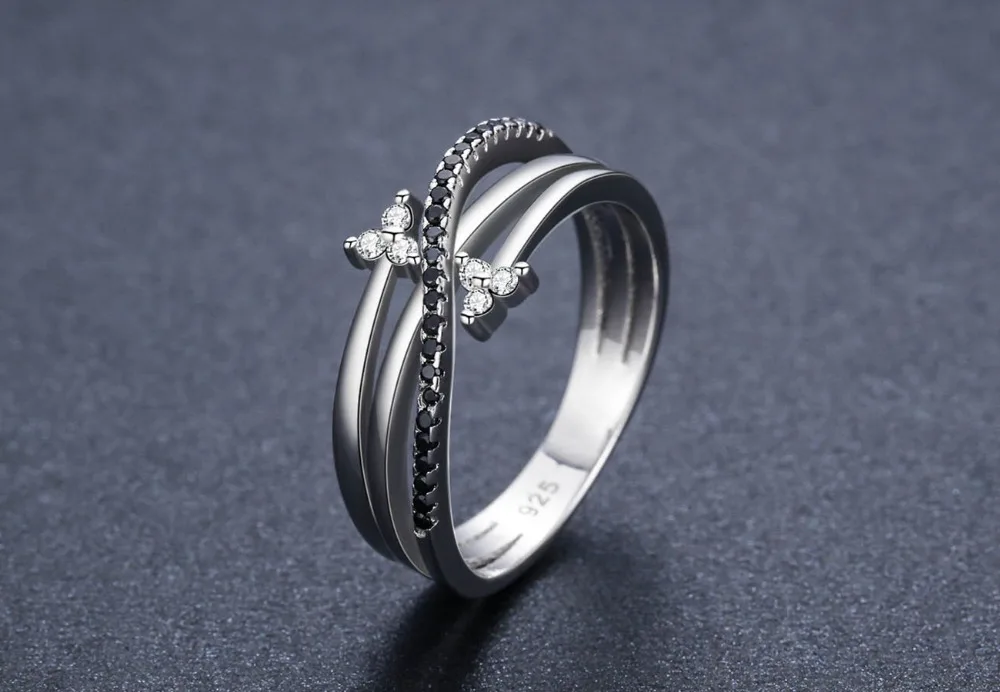 [BLACK AWN] Hyperbole 3g 925 пробы серебряные ювелирные украшения Bague Row черная шпинель лист обручальное кольцо для женщин G005