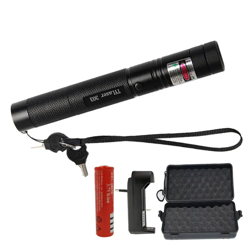 Package C Z40 Military 532nm 5mw 303 Green Laser Pointer Lazer Pen Burning Beam Burning Match flashlight for 18650 Battery Security lock - Emitting Color: Package C
