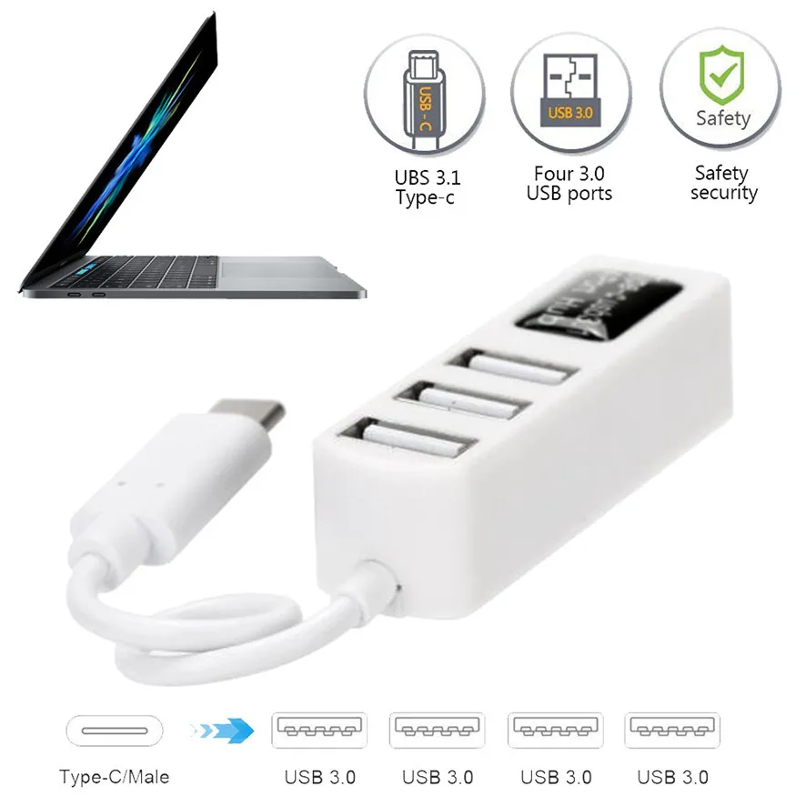 Лучшая цена от Type-C до 4-портовый USB 3 0 концентратор 1 адаптер для MacBook Pro(2016) и других