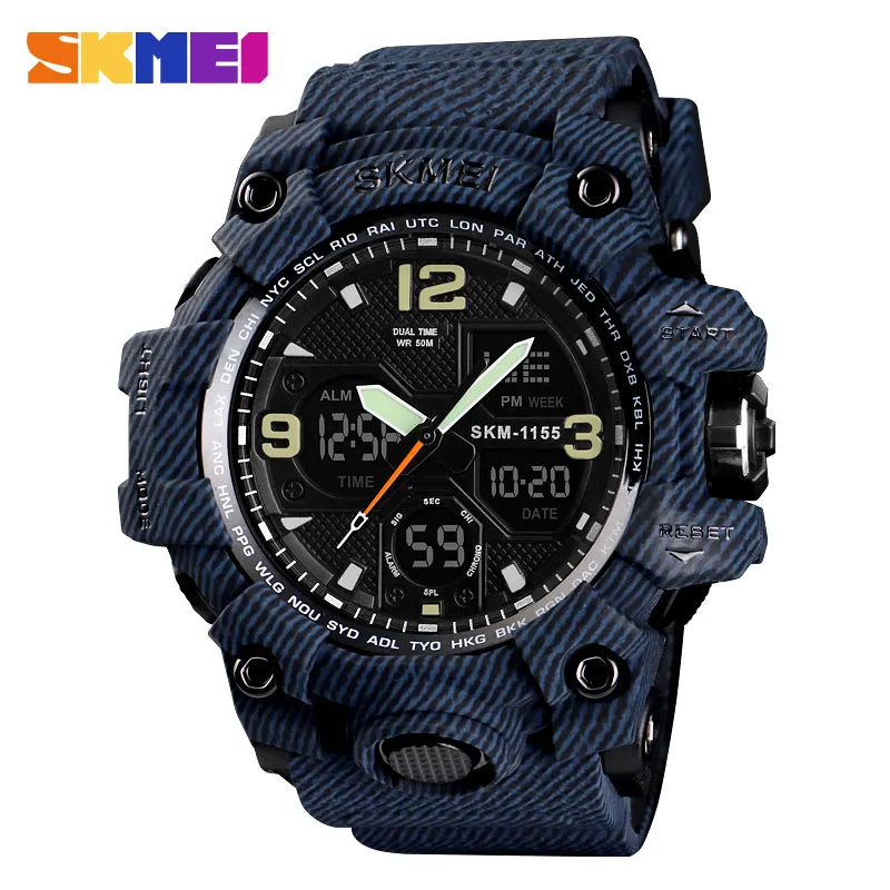 DENIM Blue Watch SKMEI Для мужчин военные часы 50 м Водонепроницаемый наручные светодио дный кварцевые часы спортивные часы мужской Rrelogios Masculino Открытый спортивные часы Для мужчин - Цвет: DENIM Blue Watch