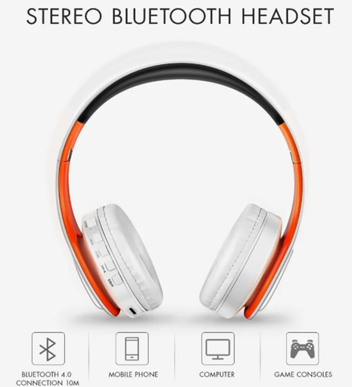 Беспроводные наушники Bluetooth наушники стерео Bluetooth наушники Складная гарнитура FM с микрофоном наушники Поддержка SD карты музыка