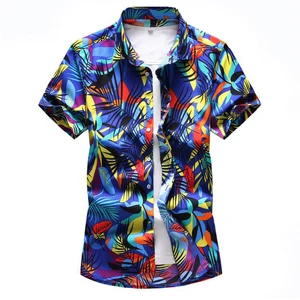 Рубашка мужская с коротким рукавом, модная Повседневная блуза с цветочным принтом, 6XL 7XL, лето