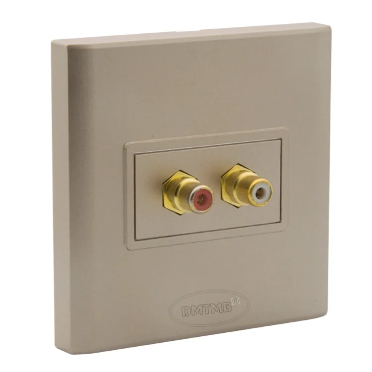 2RCA аудио Настенная пластина с золотой пластиной и обратной стороной разъем