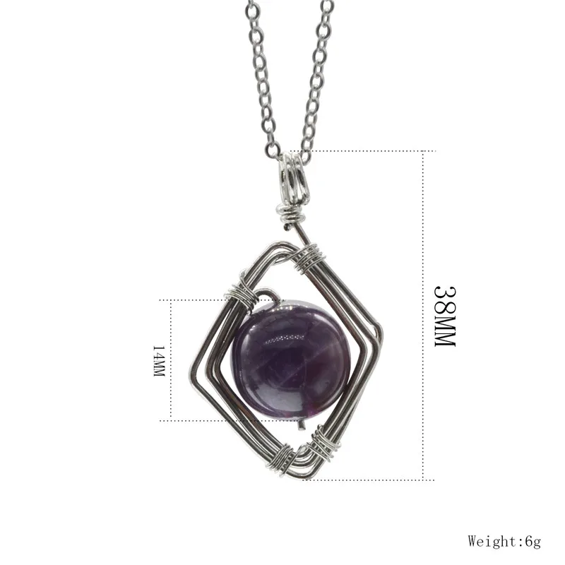 cage pendant natural gem stone obsidian necklace bohemian long chain crystal necklaces women gifts