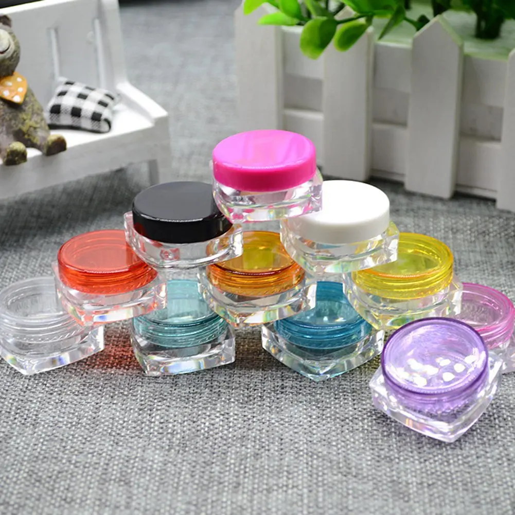 

50Pcs 5g/5ml Empty Square bottom Sample Jar Pot Vials Container Fit Makeup Cosmetic Face Cream Pigment Nail Art Glitter bead New