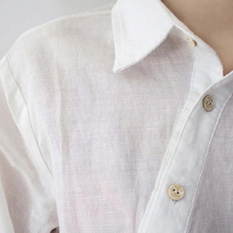 

SCUWLINEN 2020 Spring Summer Blouse Women Plus Size Asymmetry Design Solid White Linen Shirt Women Casual Loose Tops S197