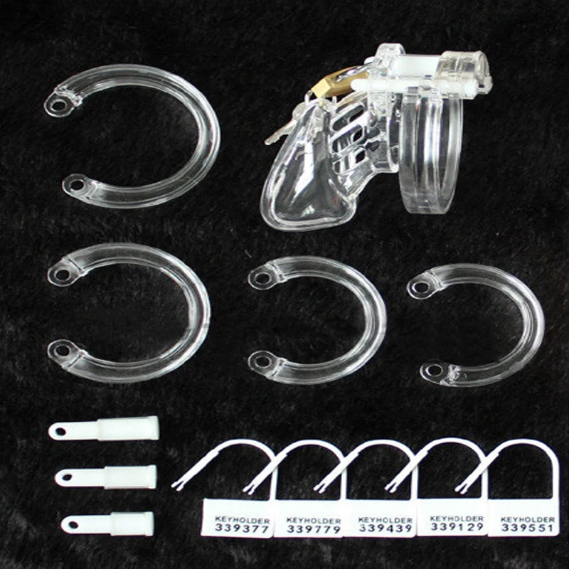 Новый прозрачный мужской пояс целомудрия с латунным замком и блокировкой номер
