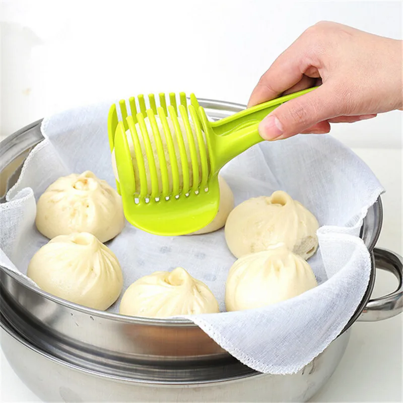 

Kitchen Multi-Functional Plastic Vegetable Orange Lemon Slicer Tomato Holder Fruit Cutter Stand Utensil Clamp Potato Clips Knife