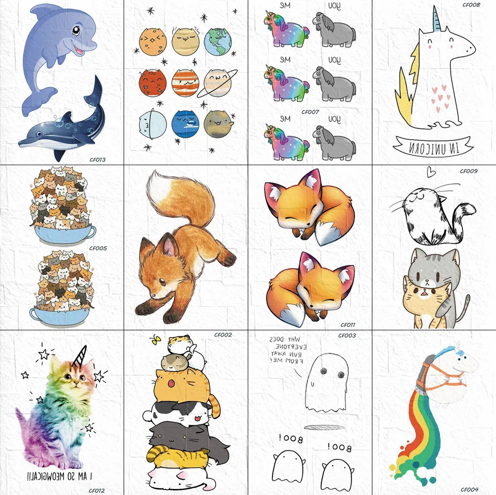 

VANKIRS 3D Flash весело наклейки-тату с героями мультфильмов детские летние боди рука татуировки временные "Лиса", "Кот", "для мальчиков и девочки; де...